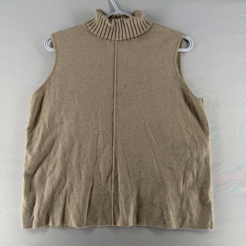 0915 Large Marled Women's Ribbed Mock Neck Sleeveless Sweater Tank Top